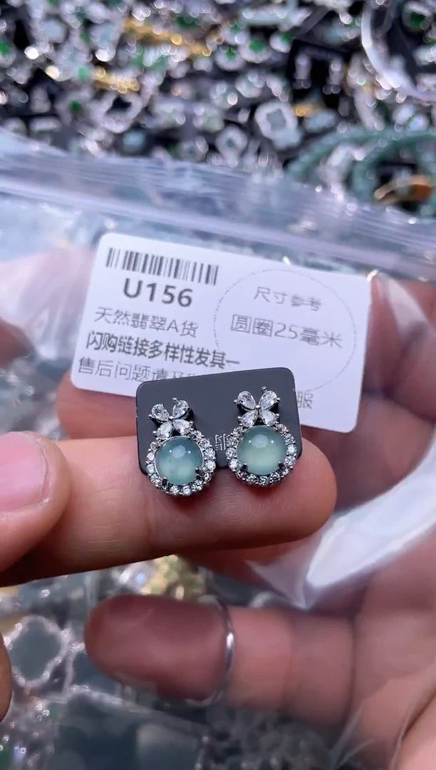 【闪购商品】翡翠颈饰未镶嵌U156耳钉