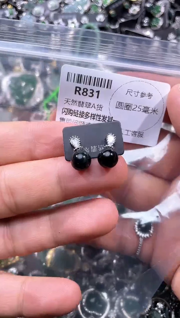 【闪购商品】翡翠颈饰未镶嵌R831耳钉