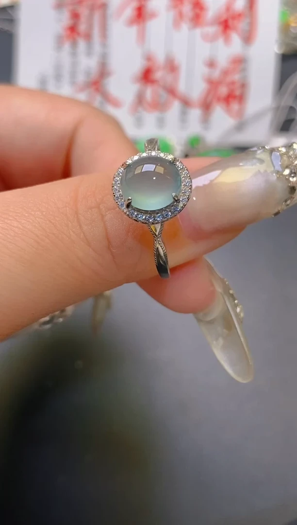 【闪购商品】翡翠耳饰银S925镶嵌天然A货翡翠1