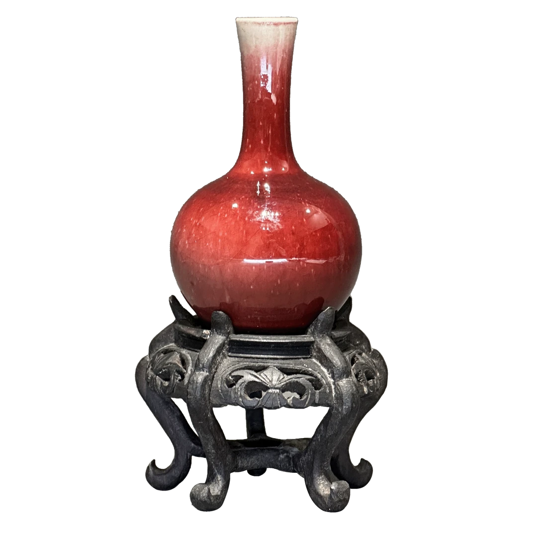 25152752y红釉荸荠瓶