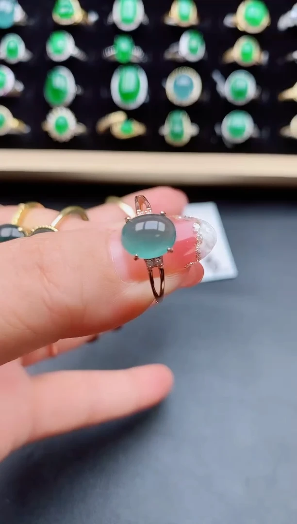 【闪购商品】翡翠戒指银S925镶嵌5080