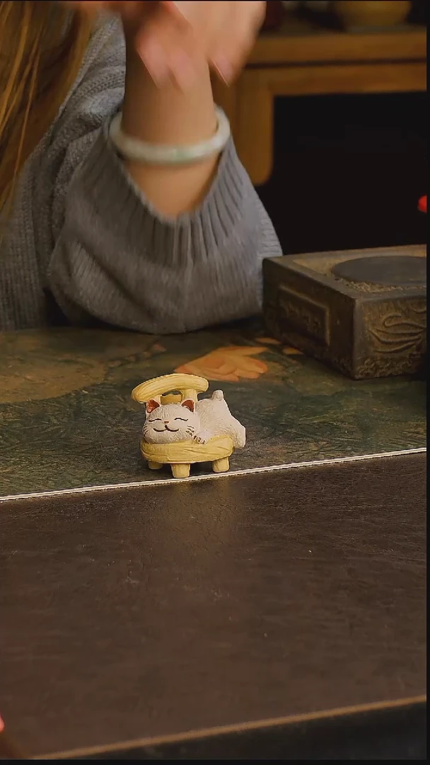 紫砂茶宠板凳猫（趴姿）