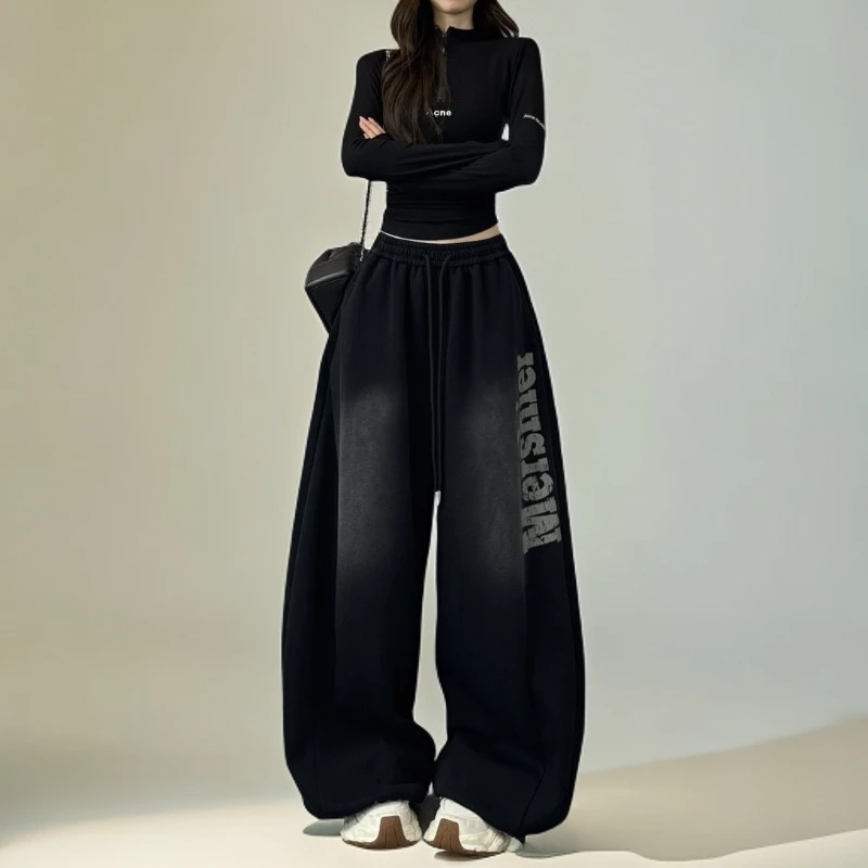 运费险-现货小个子MM阔腿休闲裤正宗跳广场舞裤宽松百搭弯刀加绒