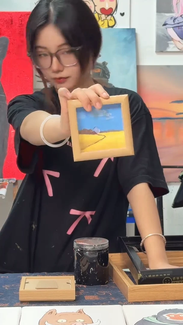 丙烯画最*麦田风景丙烯画q