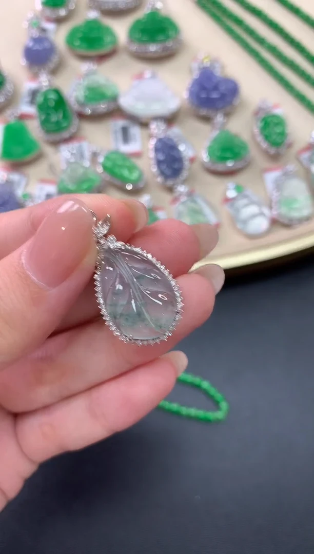 翡翠18K金镶嵌吊坠(不含链)Y384|7800