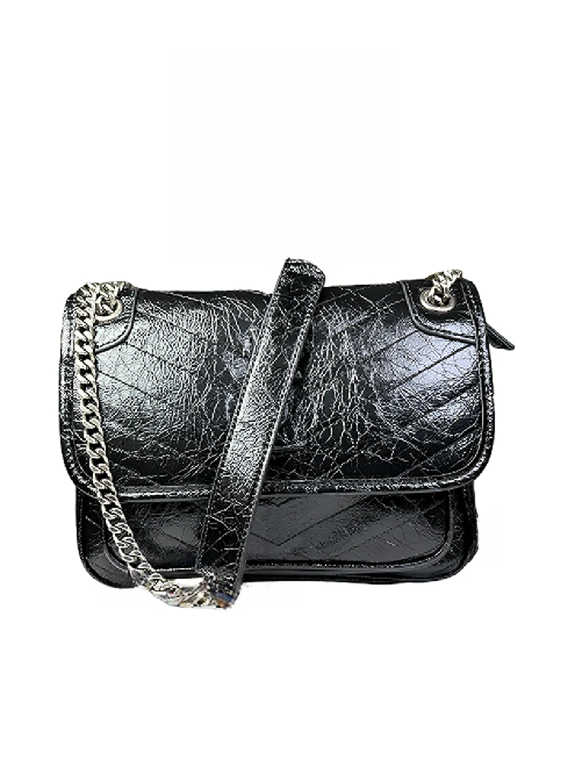 复古niki油蜡皮流浪包百搭大容量女包单肩斜跨休闲黑色大号