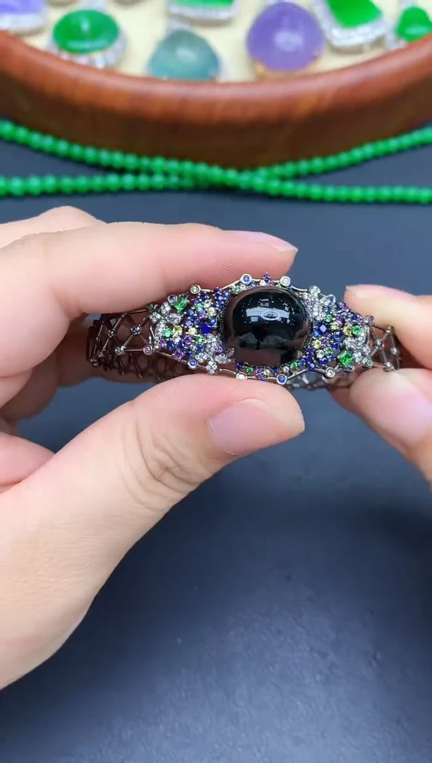 18K金镶嵌手镯翡翠609-中国好珍宝