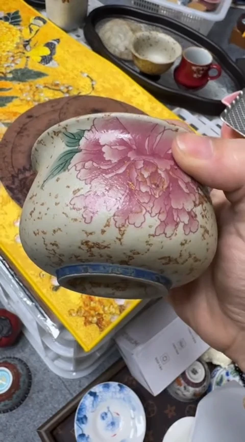 摆件陶茶具茶具茶具火石红盖碗布袋