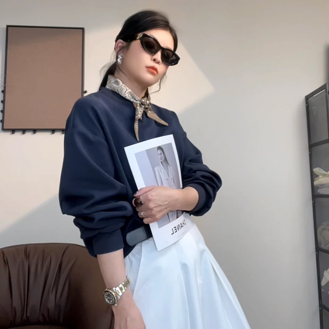 FY3187领口细节夏季设计倒三角气质百搭时尚休闲套头长袖上衣