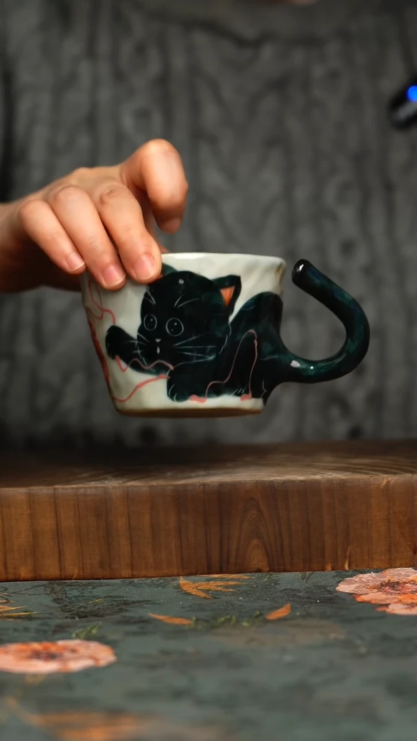 杯釉下彩手工手绘同款陶器