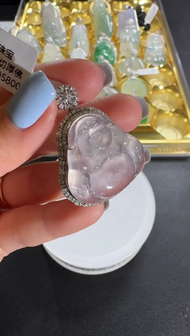 【闪购商品】翡翠吊坠(不含链)18K金镶嵌【源头工厂】钻石镶嵌