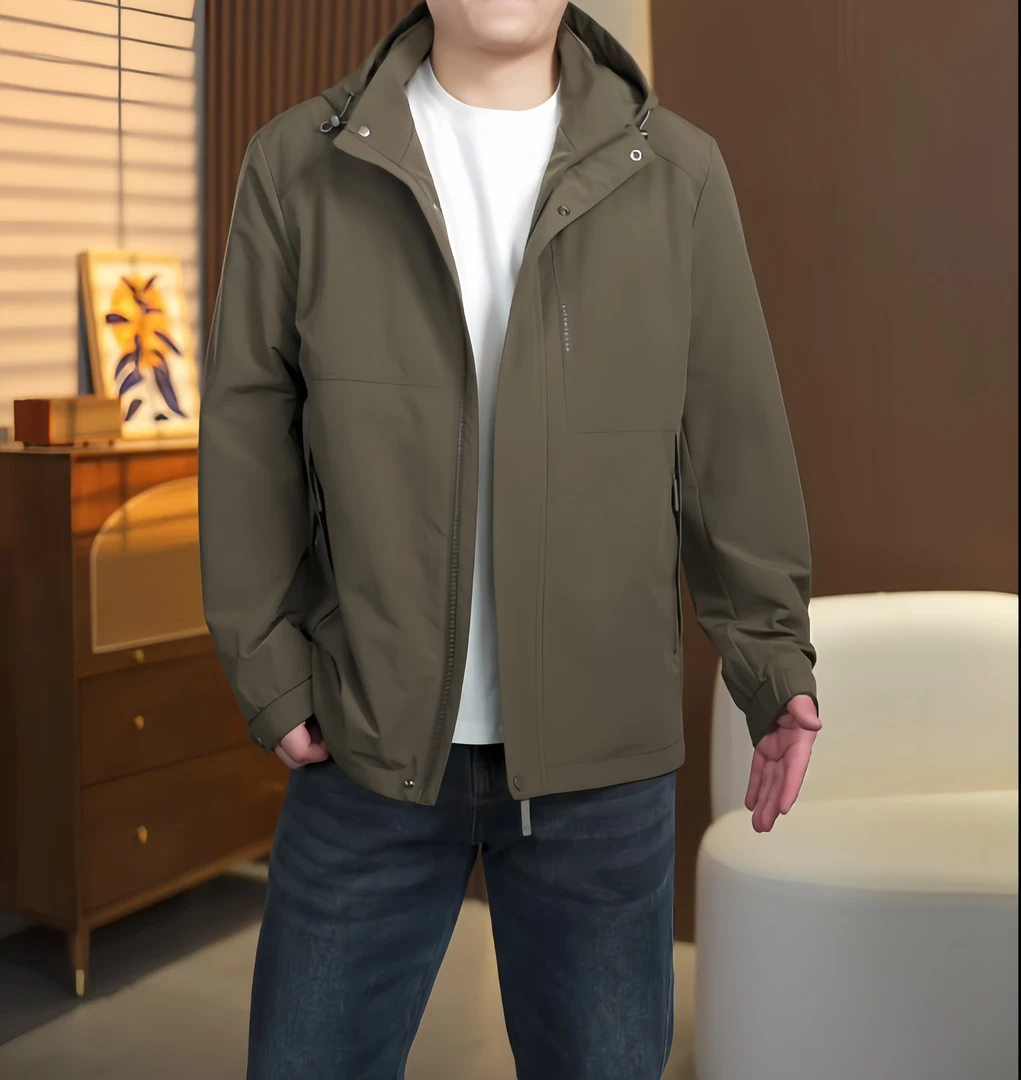 可脱帽奥粒绒休闲保暖男上衣外套25秋冬男装时尚百搭工装加绒夹克