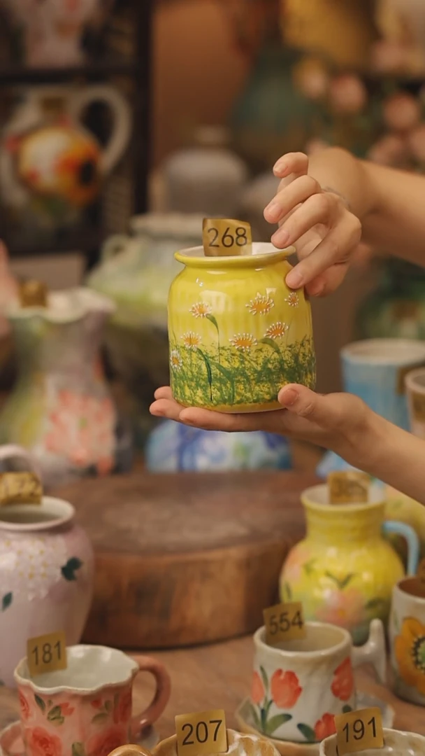 陶瓷268景德镇设计师手作花器摆件侘寂风