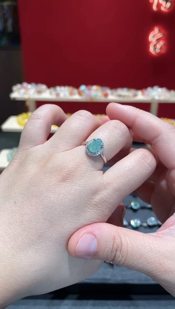 颈饰银S925镶嵌翡翠貔貅戒指