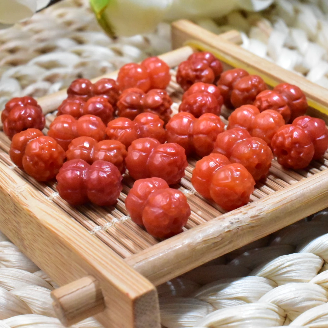 【一九珠宝】卡9mm*6mm南红瓦西双头莲单珠-多样性发一颗  YJ1776-2