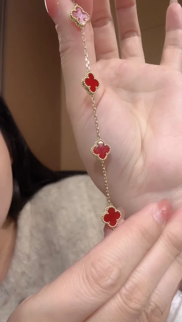 【闪购商品】玛瑙/玉髓手链18K金镶嵌红色k黄，小号五花手链GHJ