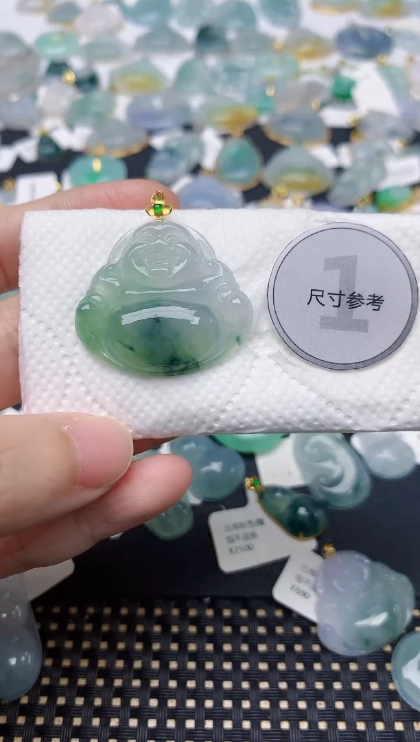 颈饰18K金镶嵌翡翠天然缅甸A货翡翠