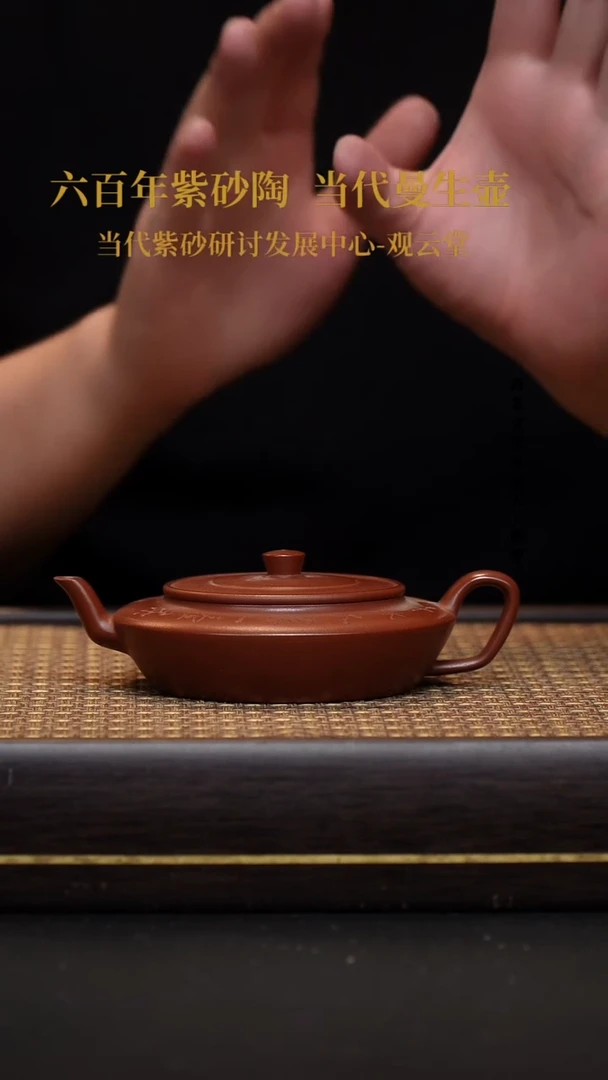 茶壶紫砂宜兴紫砂壶红清水虚扁