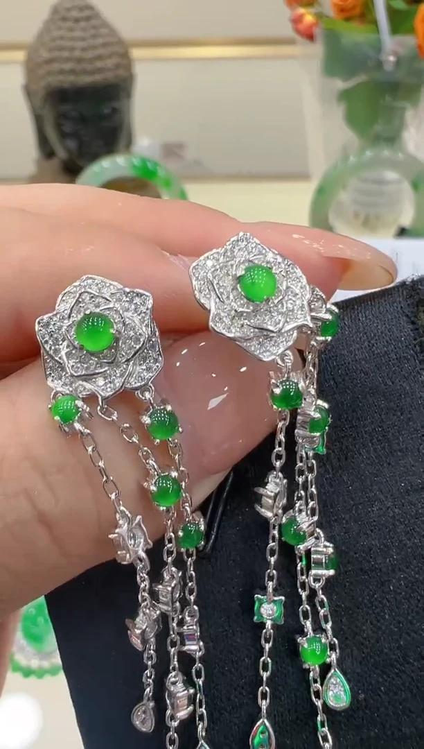 翡翠银S925镶嵌耳饰团购多样性发一件