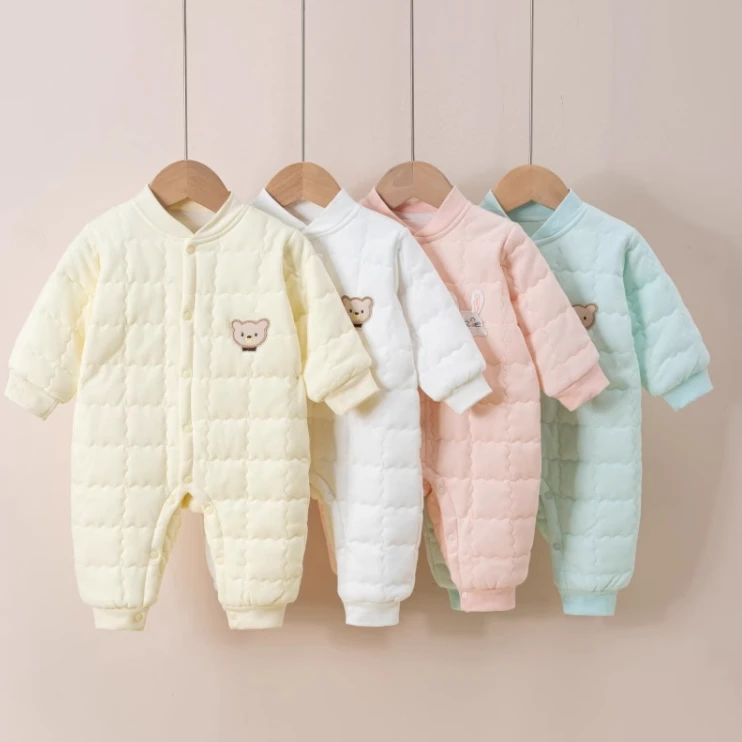 新生婴儿衣服纯棉秋冬装夹棉A类哈衣爬服出生幼儿宝宝保暖连体衣