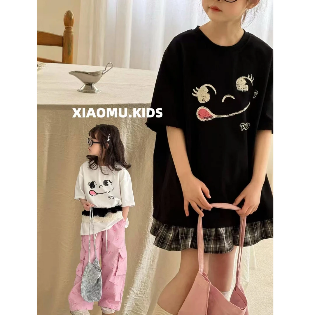 【小慕家】2025夏儿童休闲百搭卡通印花T宽松短袖T恤25058