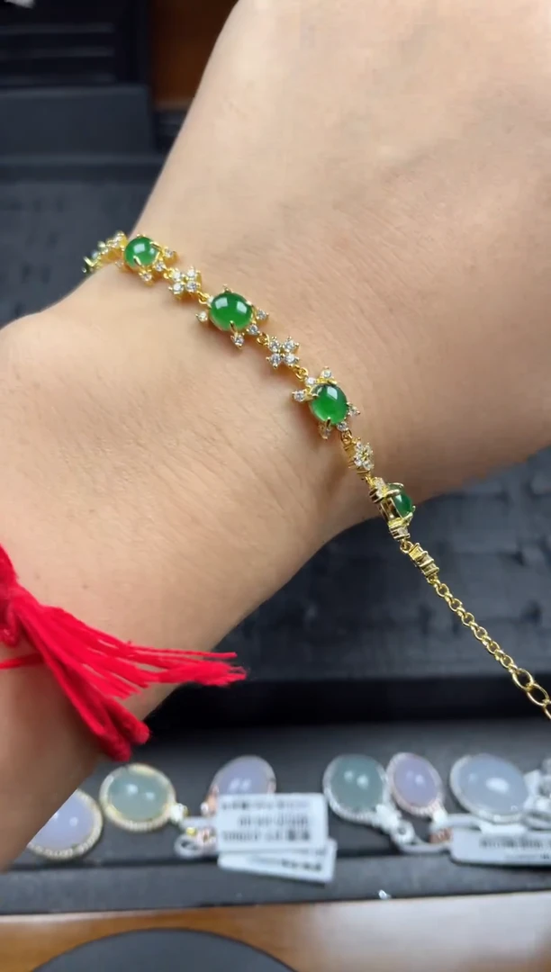 银S925镶嵌戒指翡翠天然翡翠A货