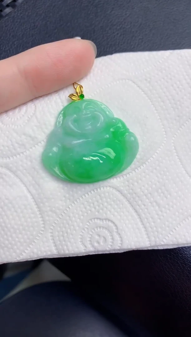 颈饰18K金镶嵌翡翠天然翡翠缅甸A货
