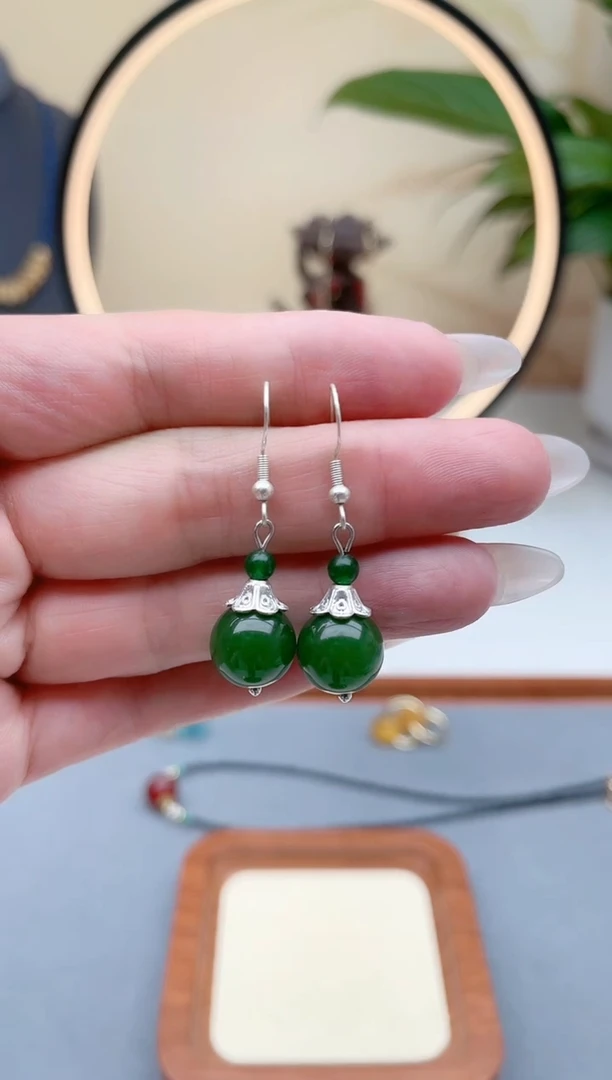 玛瑙/玉髓耳饰银S925镶嵌682