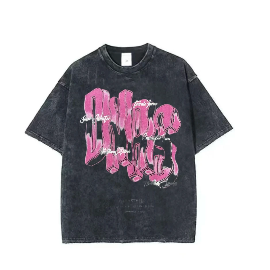 【短袖-发泡字母】300克双沙原创手绘洗水纯棉宽松棉手绘男女T恤