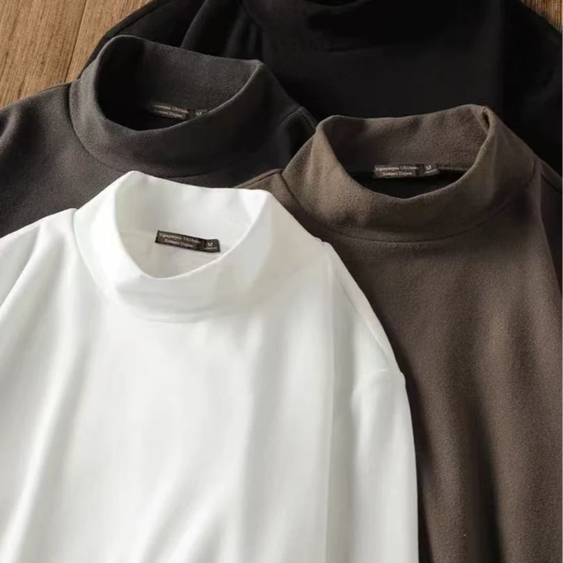 2024新款男士德绒打底上衣百搭时尚潮流休闲内搭