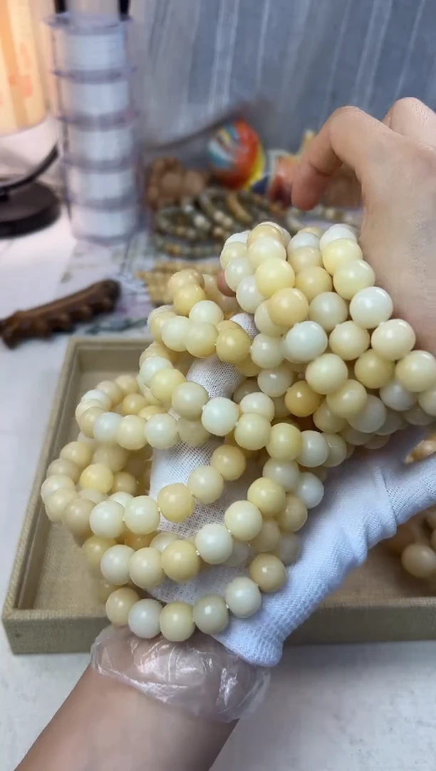 菩提根/象牙果手串12*13干磨婴儿肌单圈浅色一条2601