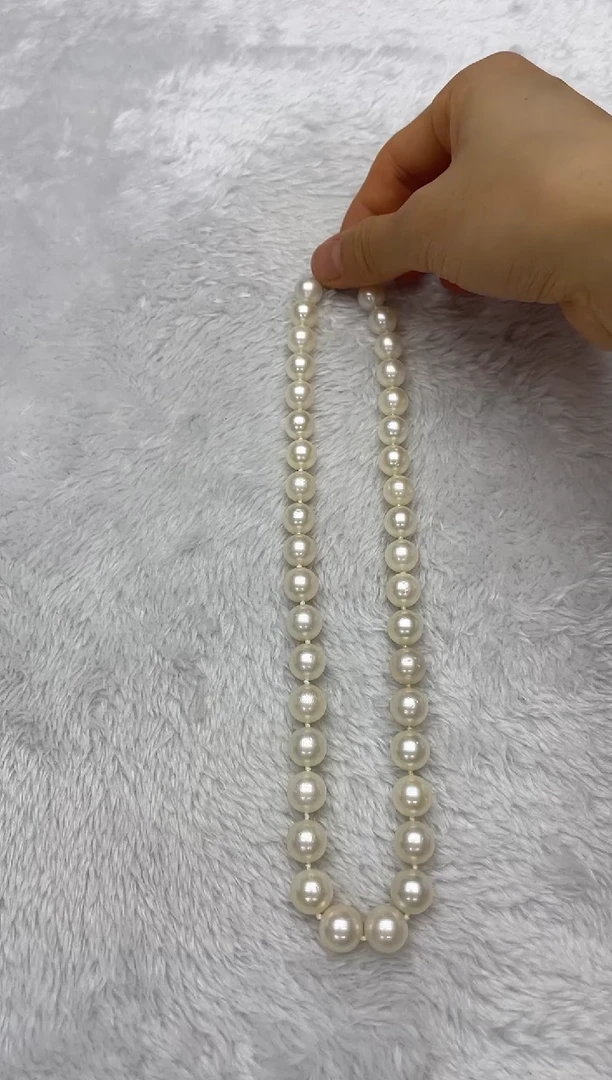 海水珍珠银S925镶嵌项链澳白9-12mm