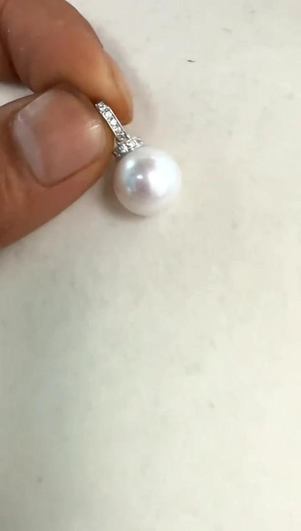 淡水珍珠银S925镶嵌颈饰吊坠