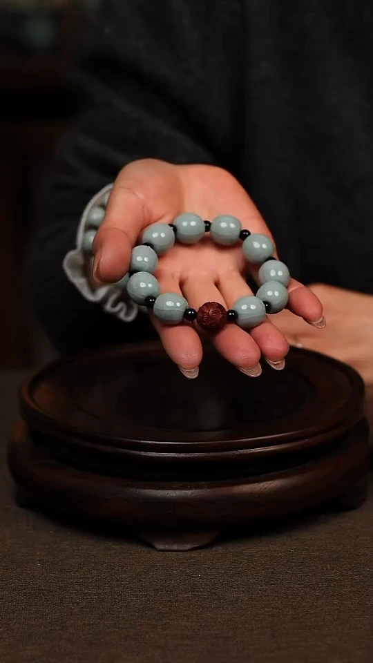 瓷片天青色汝瓷手串男款礼盒包装