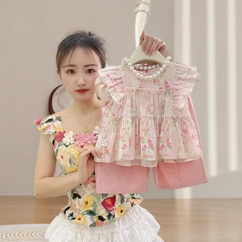 【艺小微】女童夏季套装洋气百搭网红上衣裤子两件套女宝甜美套装