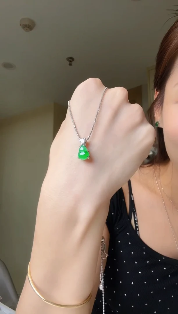 翡翠银S925镶嵌吊坠(不含链)天然翡翠吊坠