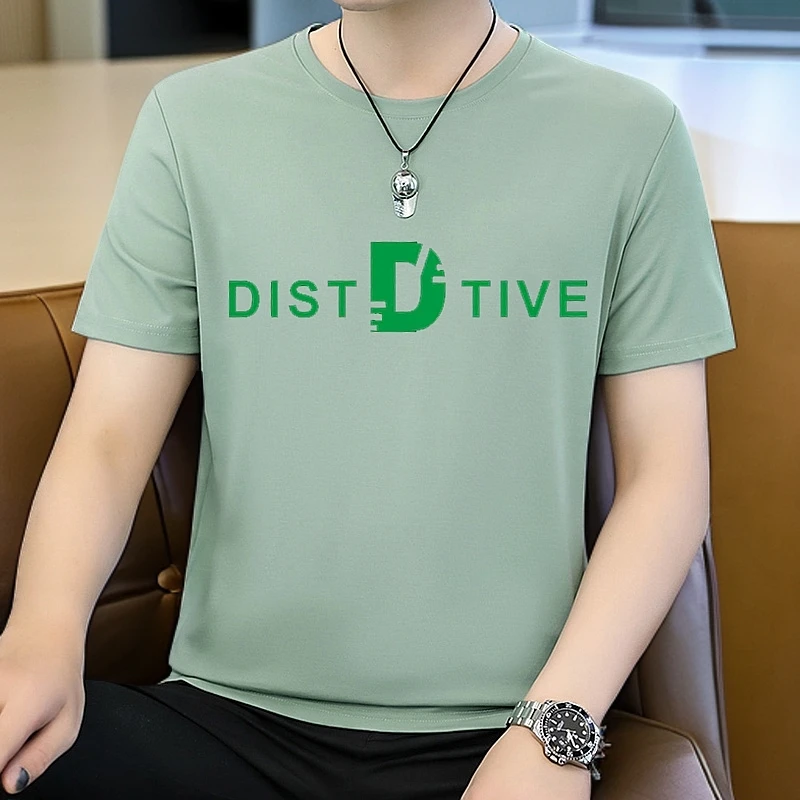 新款男士字母短袖夏季常规款印花日常青年T恤百搭夏时尚半袖圆领