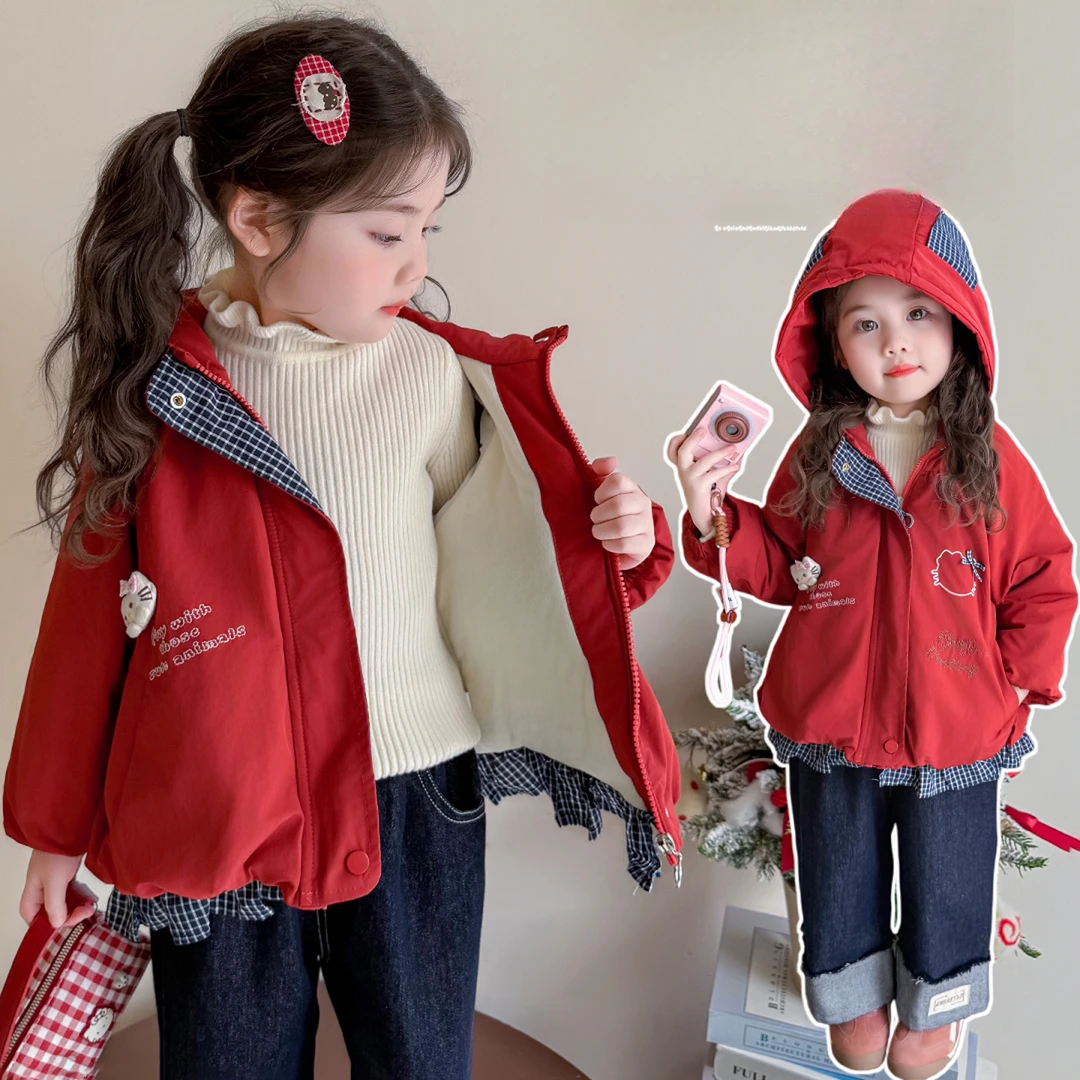 女童冬装棉服派克2025儿童加厚外套棉袄夹棉冲锋衣