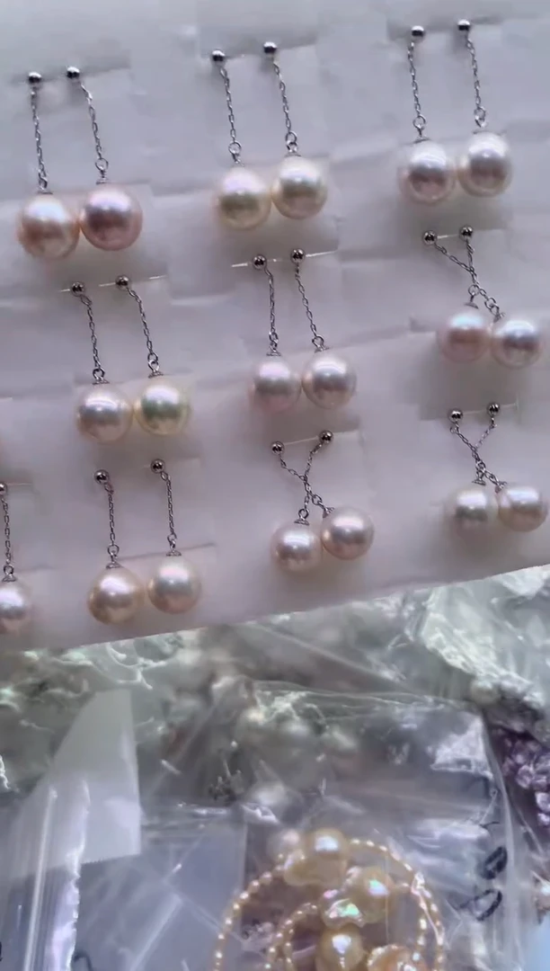 银S925镶嵌淡水珍珠耳饰多样性发其一，非无暇