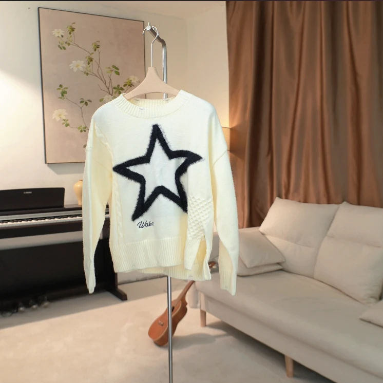 D206 秋冬星星图案设计感针织毛衣女 20893