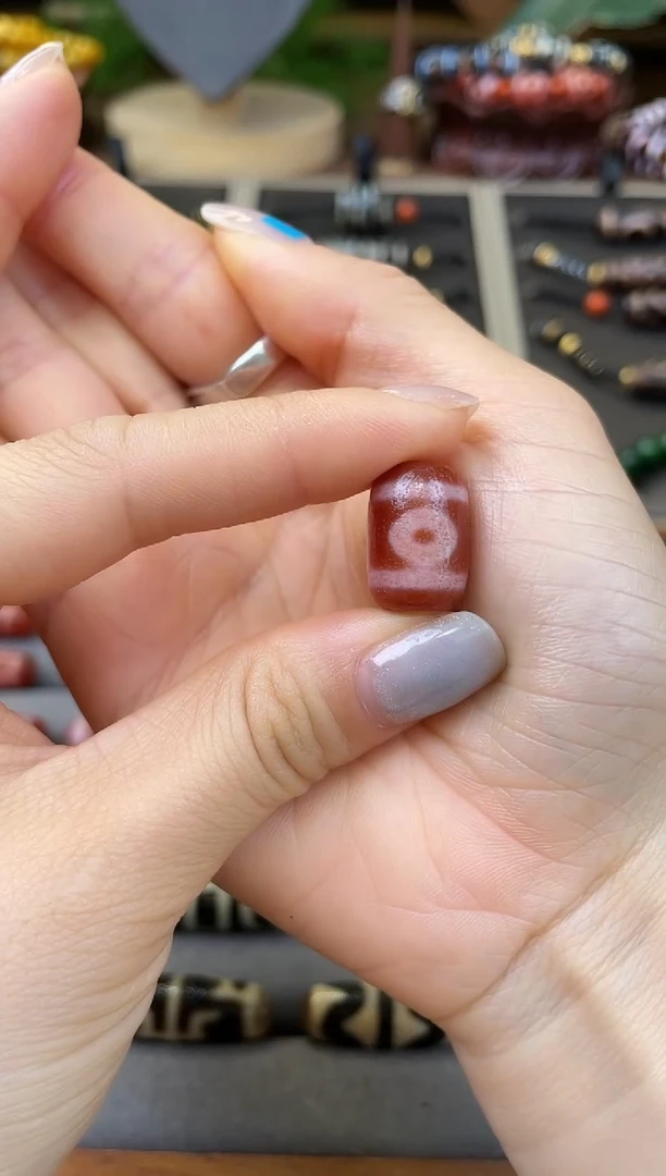 玛瑙/玉髓单珠未镶嵌美泓精品红肉地门二眼单珠