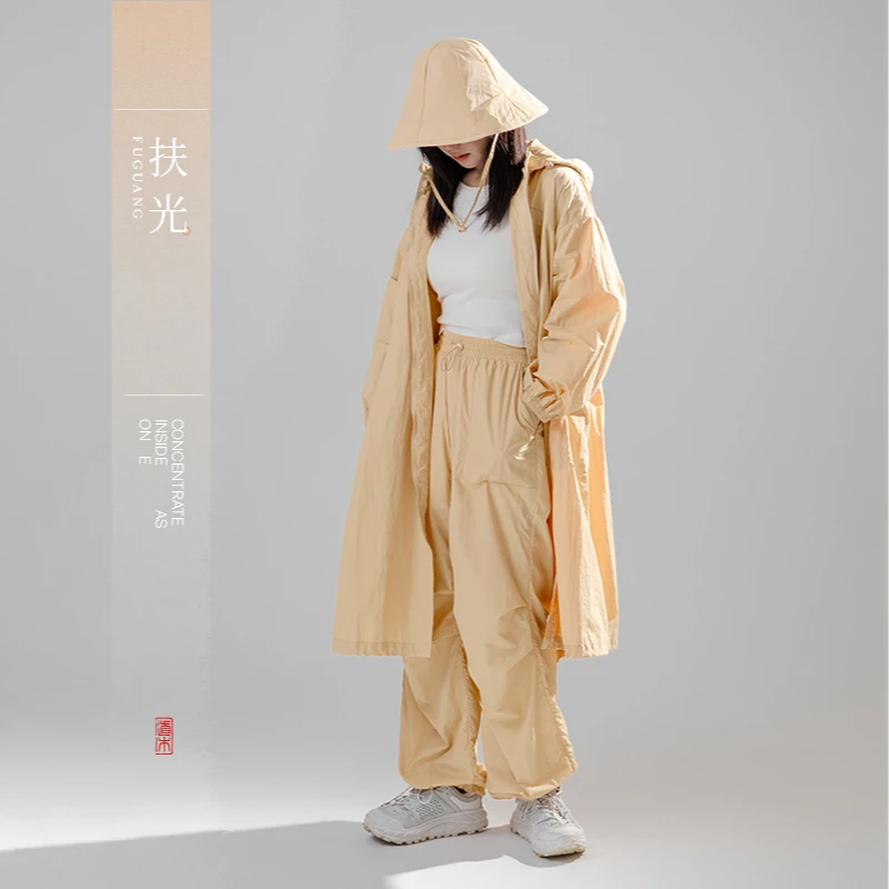 道木熙UPF50+户外旅行透气徒步登山便携式中长款登山防晒衣女款