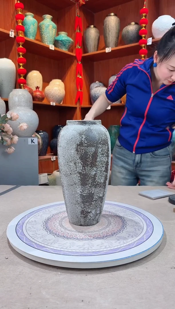 【闪购商品】瓶陶瓷花瓶 无花 灰白雪花秀大号