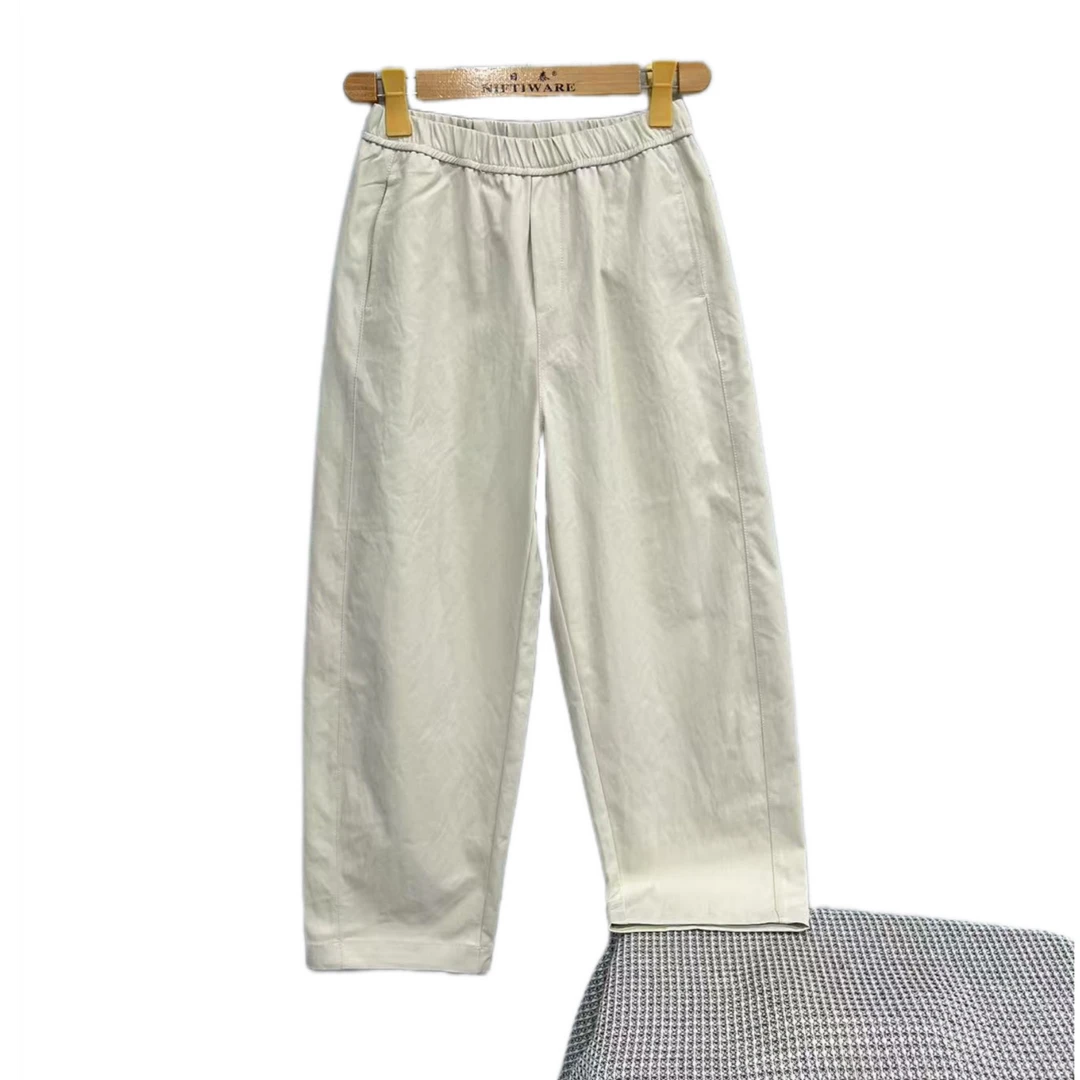 2782  复古  松紧  纯色  简约  时尚  休闲裤