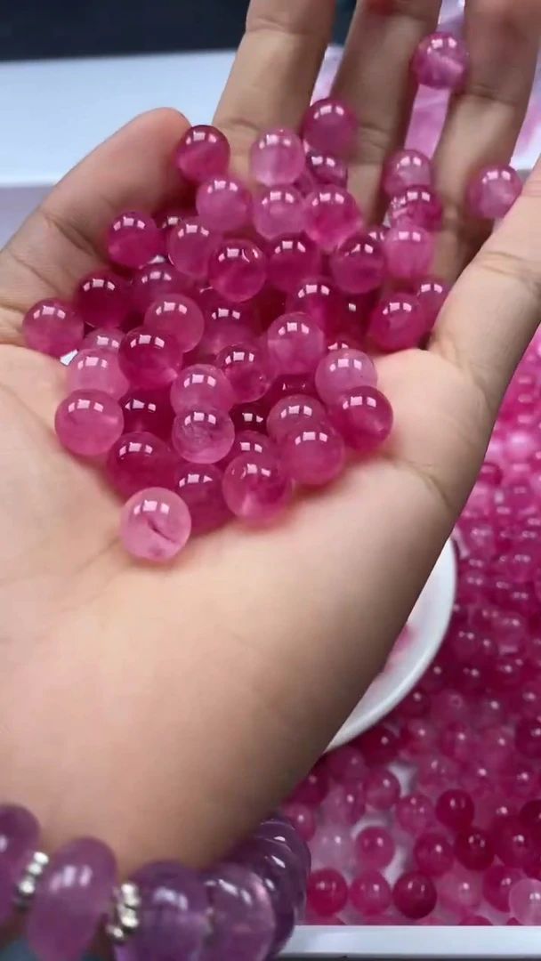 颈饰未镶嵌水晶W3258 粉紫碧玺8MM*20颗