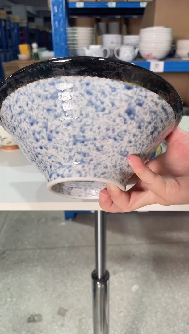 陶瓷青海波【1支】7.6英寸高脚拉面碗