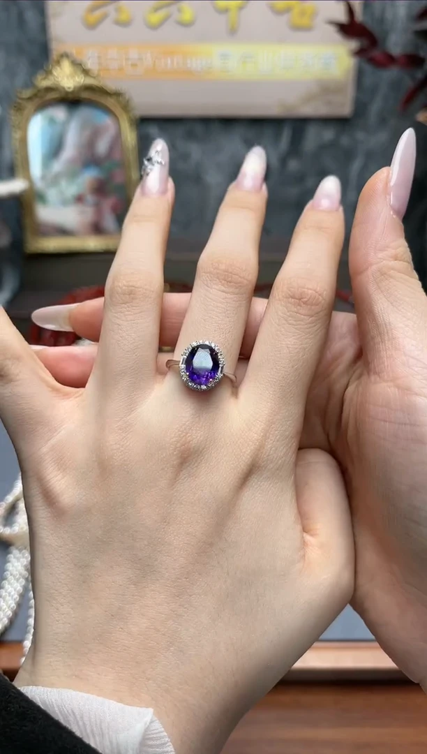 【闪购商品】紫晶戒指银S925镶嵌aj3842戒指
