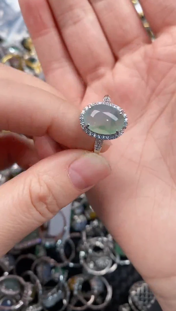 银S925镶嵌戒指翡翠333              4