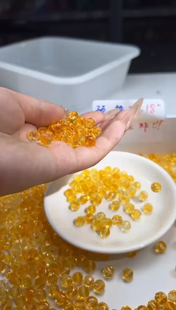 未镶嵌颈饰水晶w533全净体黄水晶切面8mm*10颗