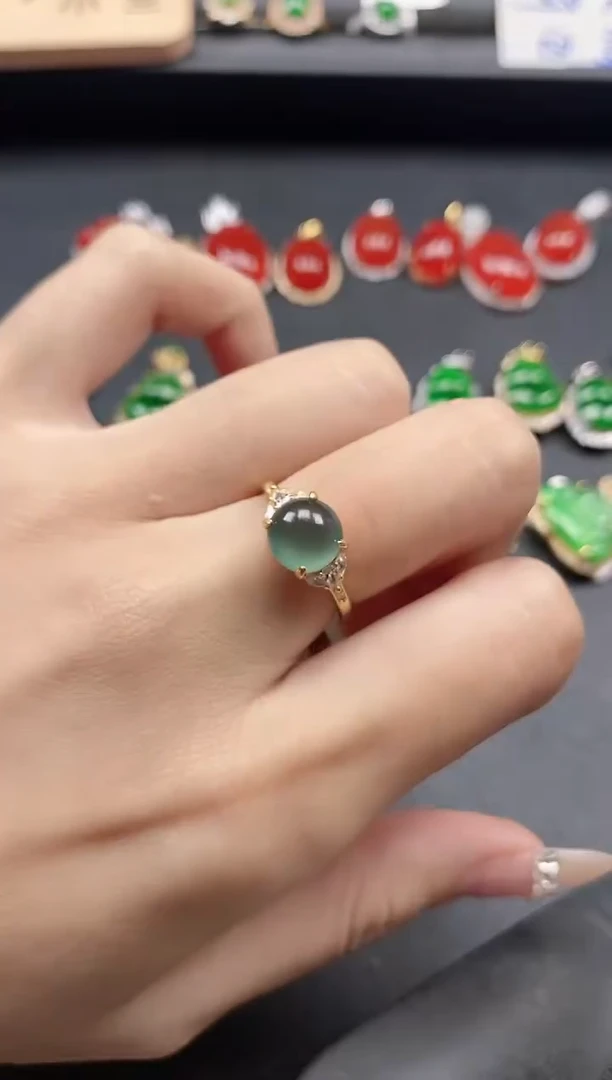 银S925镶嵌戒指翡翠54511